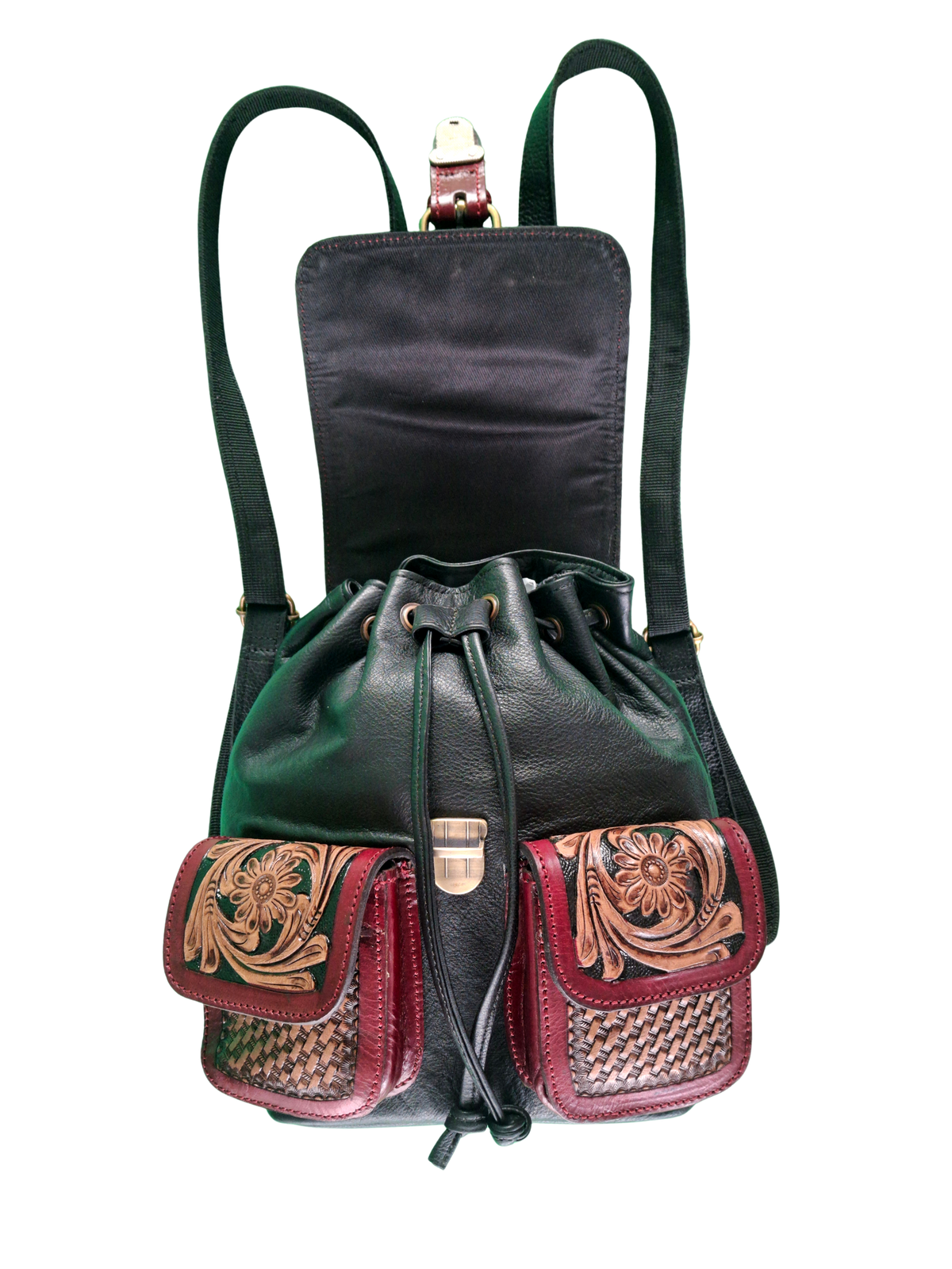 Handmade Bag with Tooled Carving Floral Design Backpack – Pure Leather Bag for Women - Genuine Handmade Leather for Women Latest Compact Design for Everyday Use