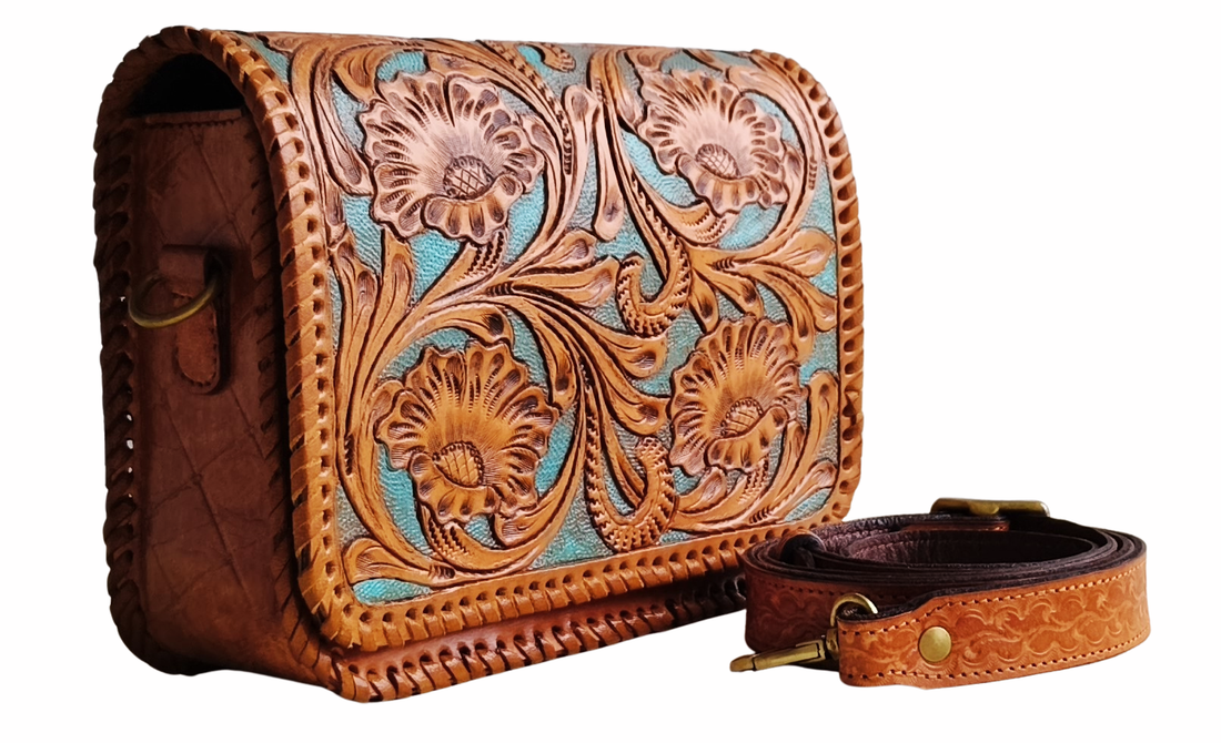 Pure Leather carving Sling Bag For Women - Genuine Leather & Handmade Crossbody bag For women