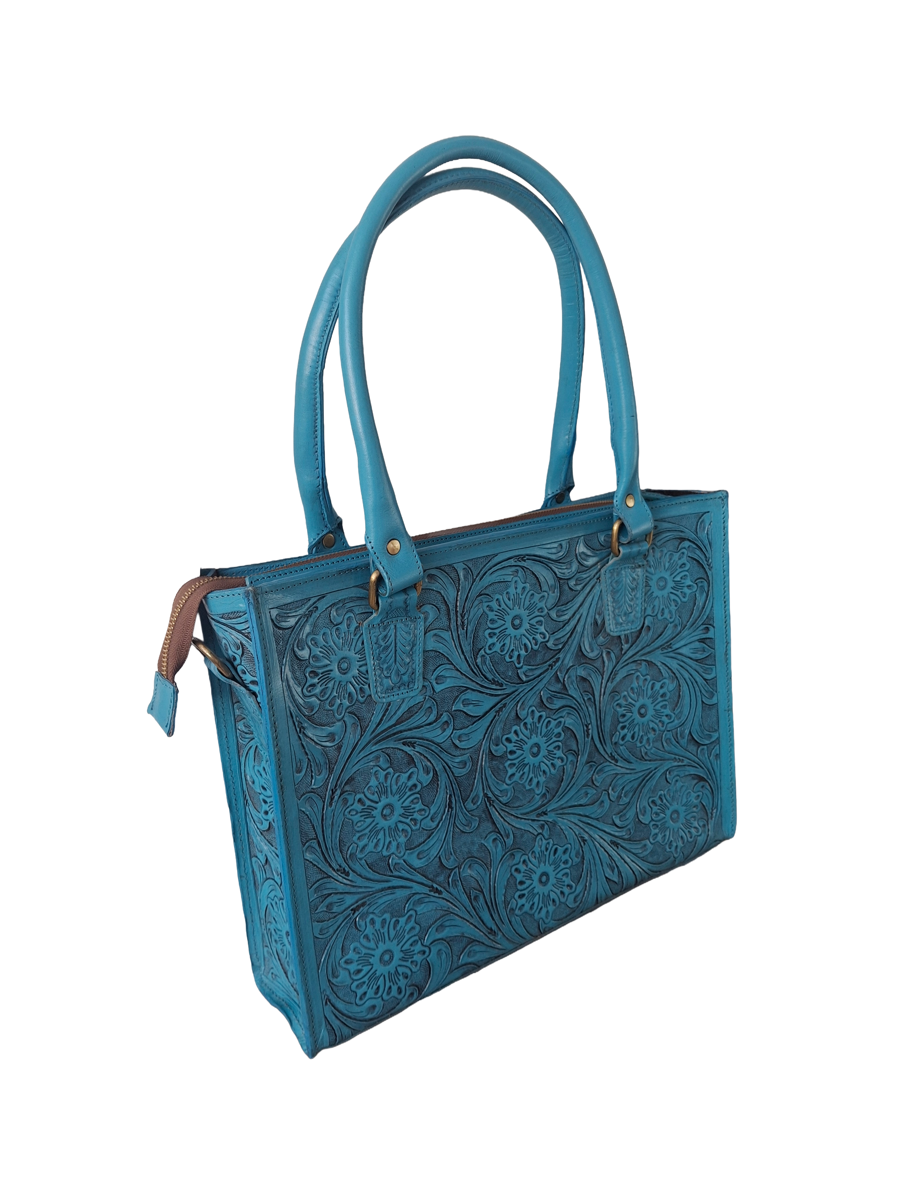 Pure Leather Handbag- Hand-Carving Crafted Tooled Handmade Genuine Leather Fashion Handbag For  women : Timeless Elegance with Detachable Sling