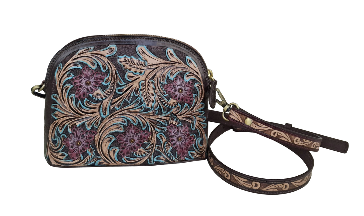 Pure Leather Crossbody Bag: Handmade Genuine Leather & Carving Stylish Sling for Women - Ideal Gift for Women, Sister, Mom, Friend