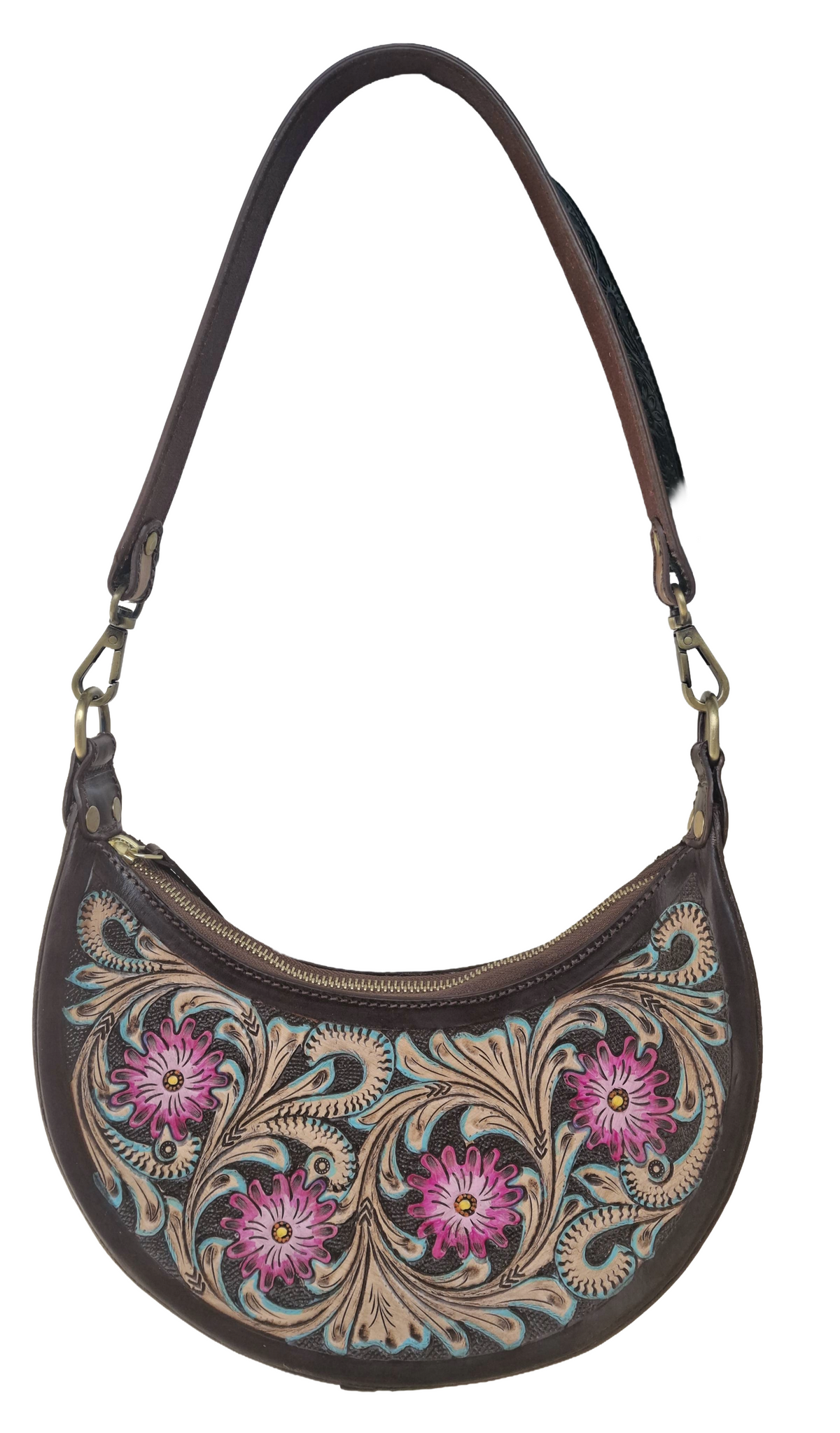 Pure Leather Handbags For Women -Carving, Hand Crafted Geniune Leather Sling Bags for Women Combine with Adjustable Strap - Hobo Bag - Unique, Handmade Stylish Gifts For women's