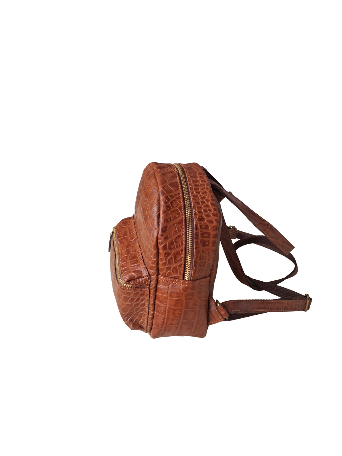 Handmade Leather Croc-Embossed Backpack, Minimalist Rucksack