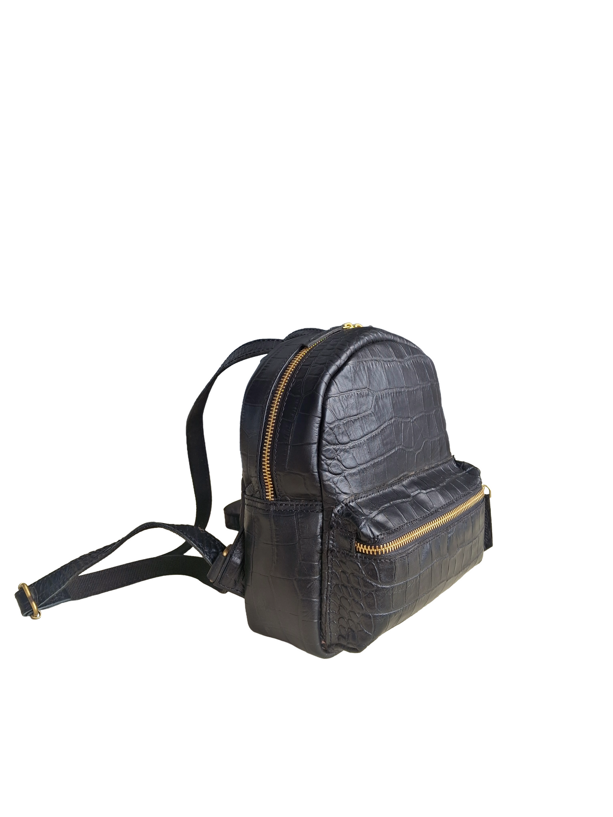 Handmade Leather Croc-Embossed Backpack, Minimalist Rucksack