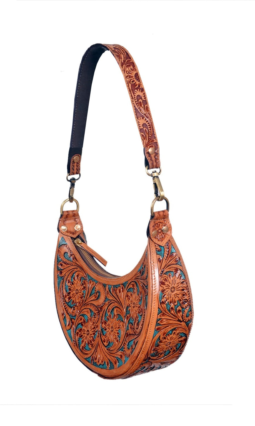 Pure Leather Handbags For women - Moon Shaped Hand-Carving bags, Crafted Premium Geniune Leather Handmade Women's Hobo Bag - Unique, Versatile, and Stylish Gift For Girlfriend,mom
