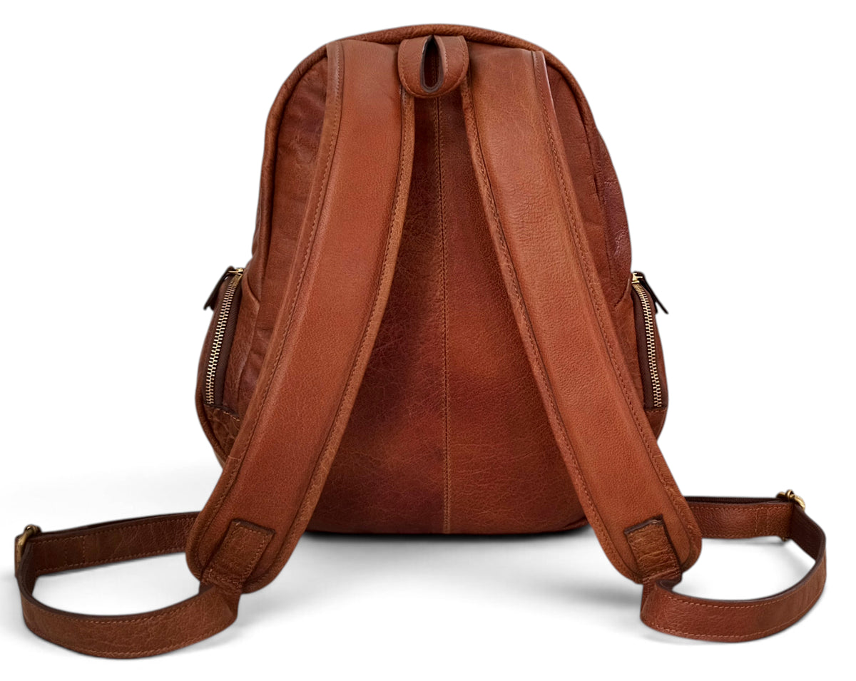 Handmade Floral Design Backpack For Women, Genuine Leather Backpack with Laptop Compartment