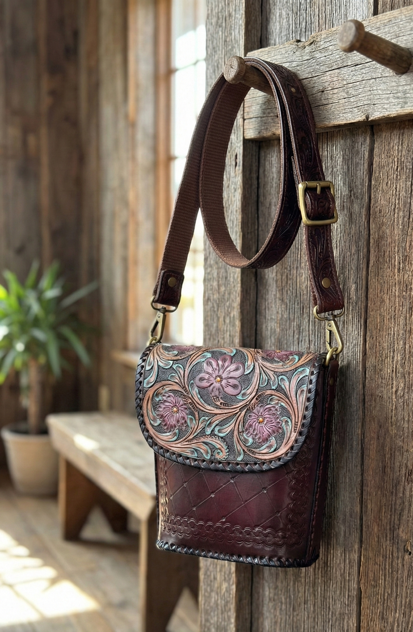 Hand-Carving, Crafted Premium Handmade Women's Leather Sling Bag - Unique, Versatile, and Stylish Bags