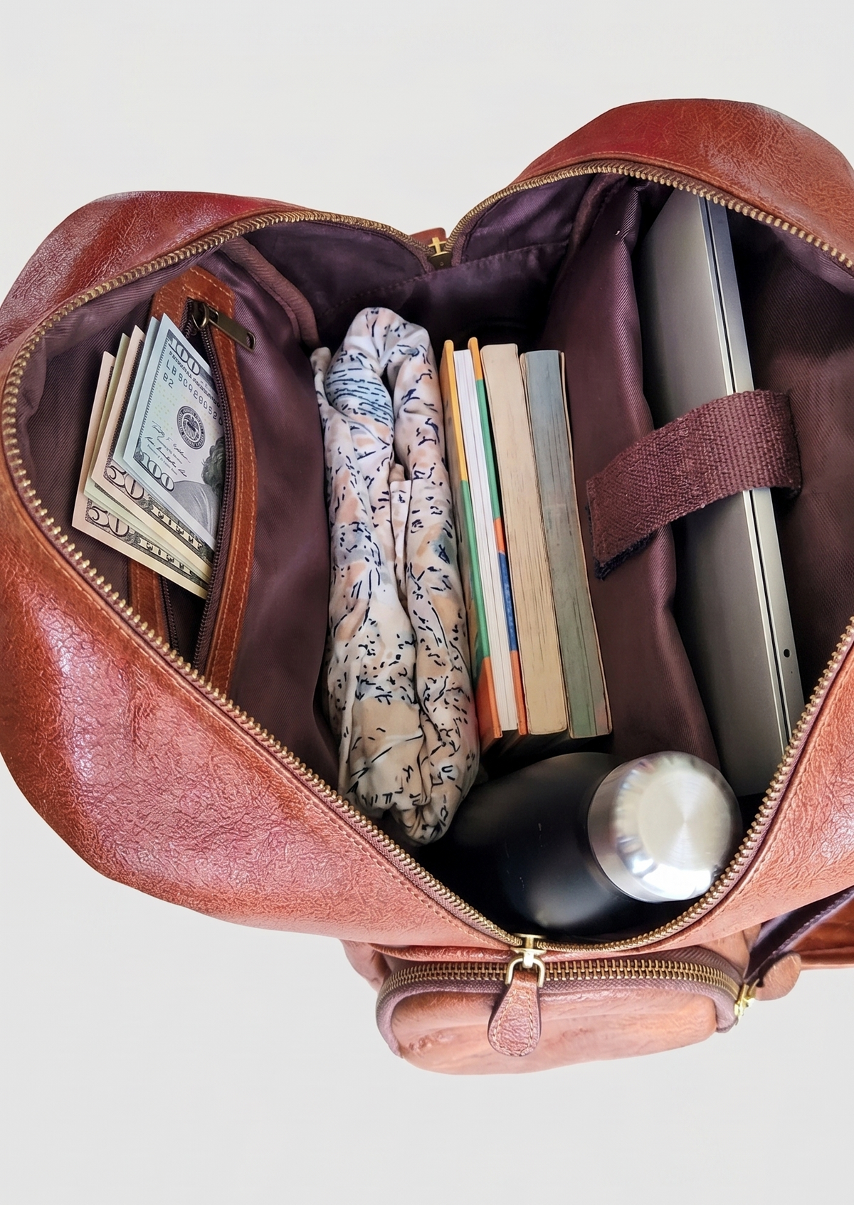 Handmade Floral Design Backpack For Women, Genuine Leather Backpack with Laptop Compartment