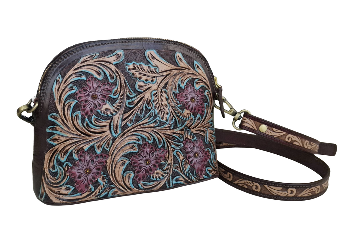 Pure Leather Crossbody Bag: Handmade Genuine Leather & Carving Stylish Sling for Women - Ideal Gift for Women, Sister, Mom, Friend