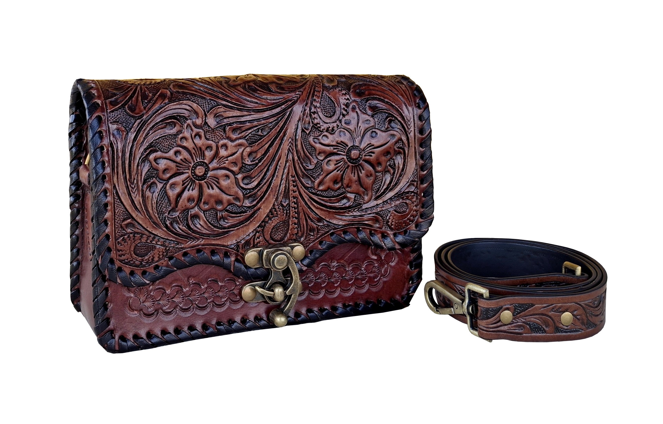 Pure Leather Hand-Carving, Crafted Premium Handmade Women's Leather Sling Bag - Unique, Versatile, and Stylish