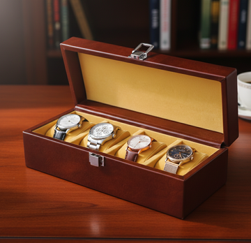 Genuine Leather 4-Slot Watch Box, Vintage Charm, Gift For Men And Women