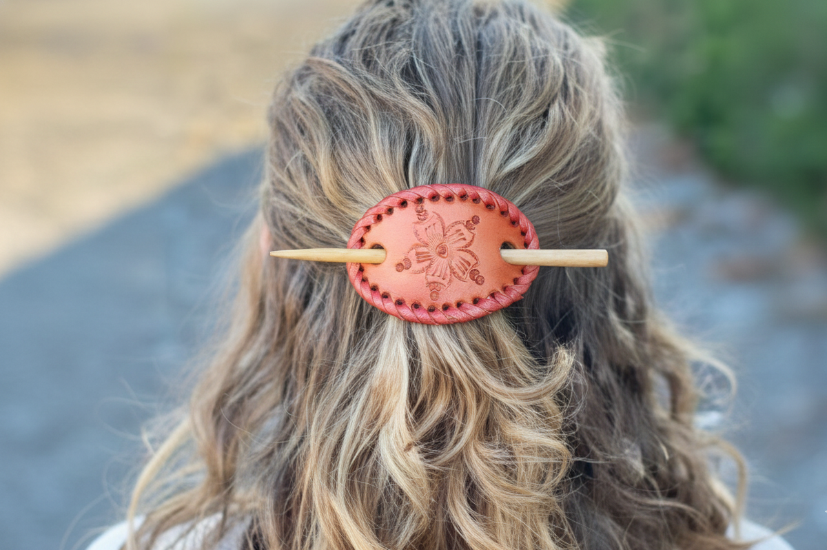 Handmade Leather Hair Clips for Women & Girls | Boho Hair Accessories, Minimalist Hairpin, Non-Slip Barrettes for Thin & Thick Hair (Set of 3)