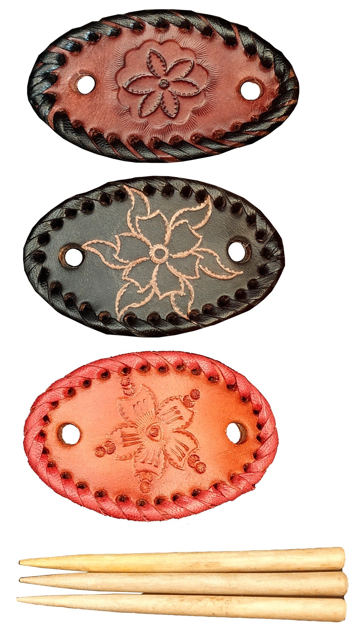 Handmade Leather Hair Clips for Women & Girls | Boho Hair Accessories, Minimalist Hairpin, Non-Slip Barrettes for Thin & Thick Hair (Set of 3)