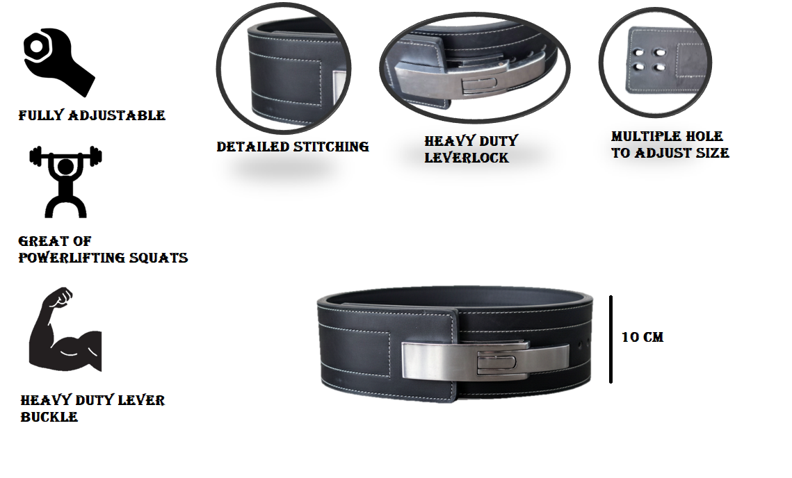 Weight Lifting and Powerlifting Belt With Brass Lever Buckle for Men