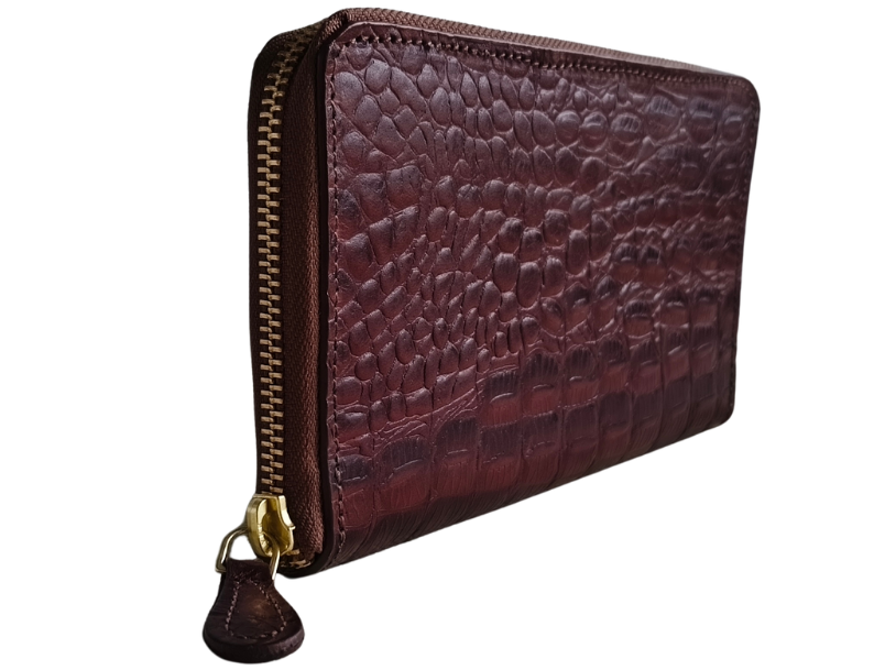 Handmade Genuine Leather Croc Clutch For women