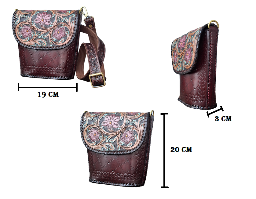 Hand-Carving, Crafted Premium Handmade Women's Leather Sling Bag - Unique, Versatile, and Stylish Bags