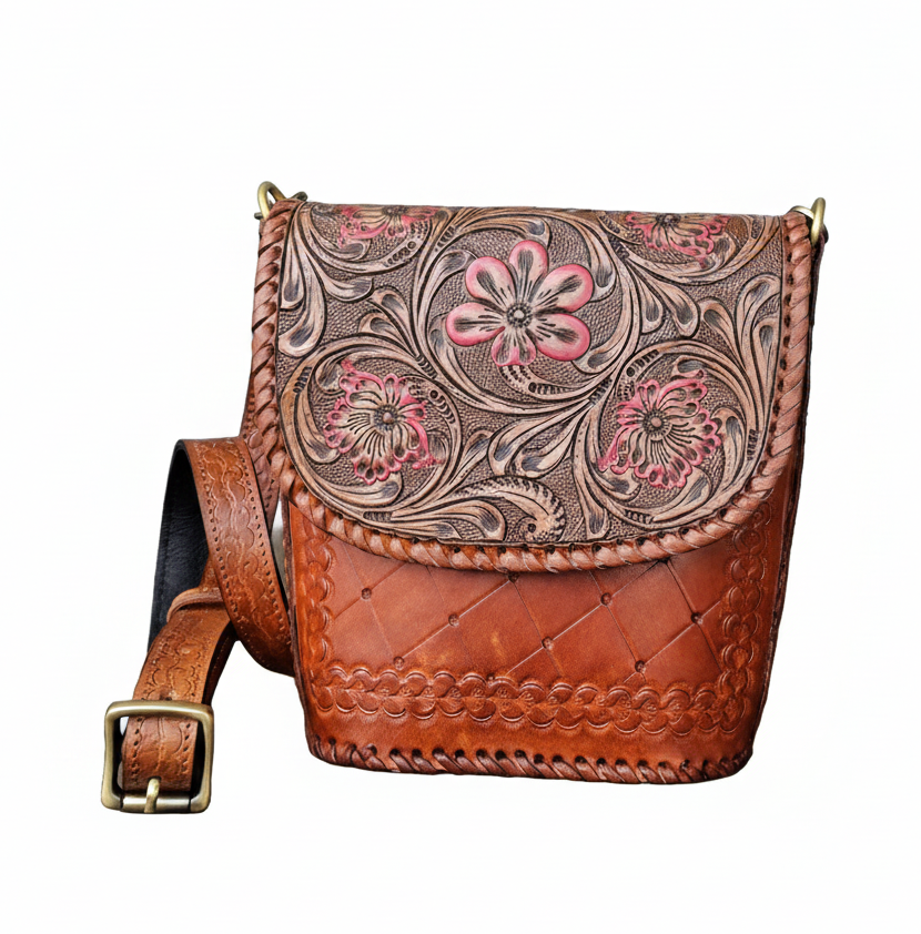 Hand-Carving, Crafted Premium Handmade Women's Leather Sling Bag - Unique, Versatile, and Stylish Bags