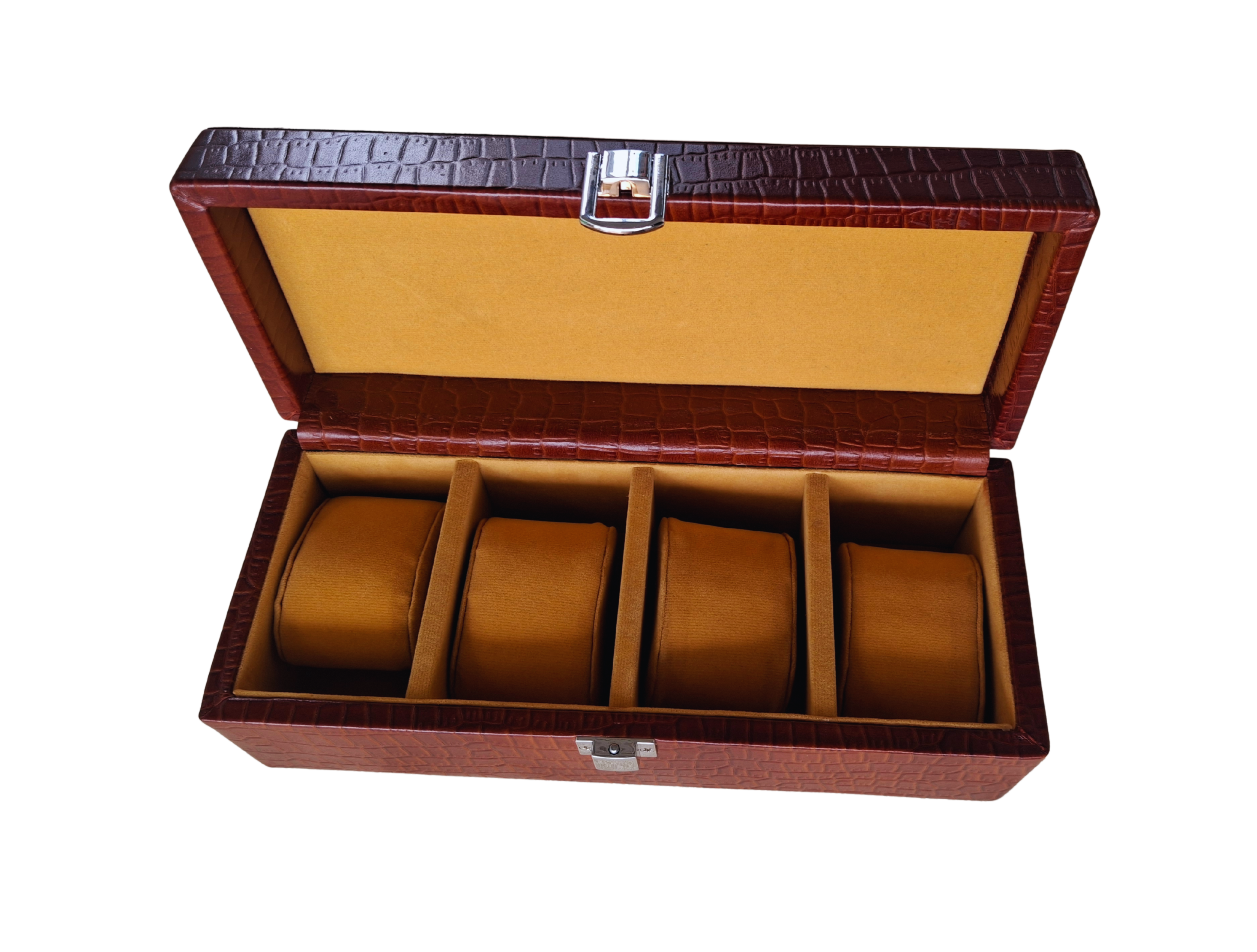 Genuine Leather 4-Slot Watch Box, Vintage Charm, Gift For Men And Women