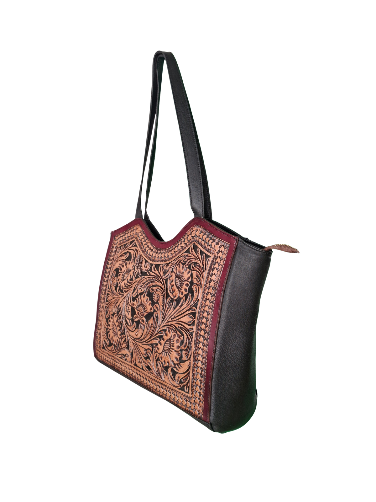 Hand Tooled Handmade Leather Floral Carving Design Tote Bag: Western Handbag-Best Gift to Girl Friend and Mother