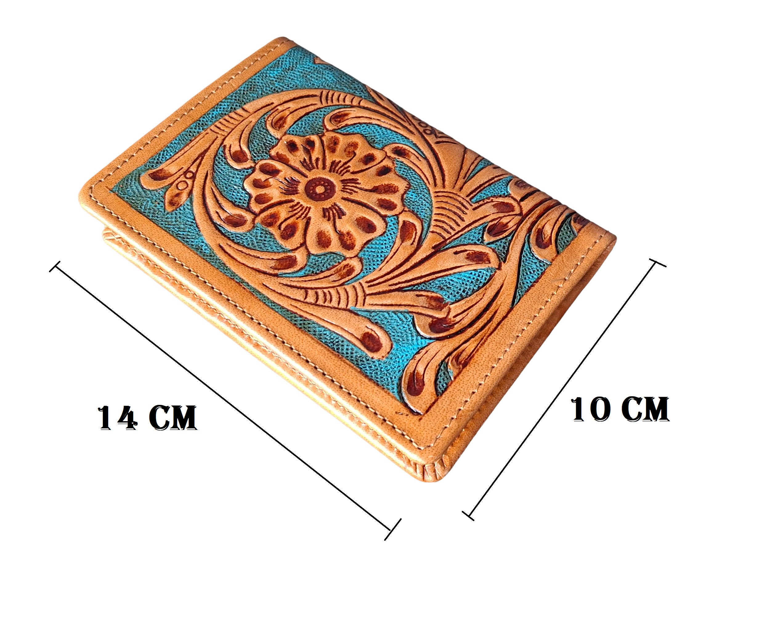 Handmade Leather Passport Wallet, Floral Tooled Travel Organizer