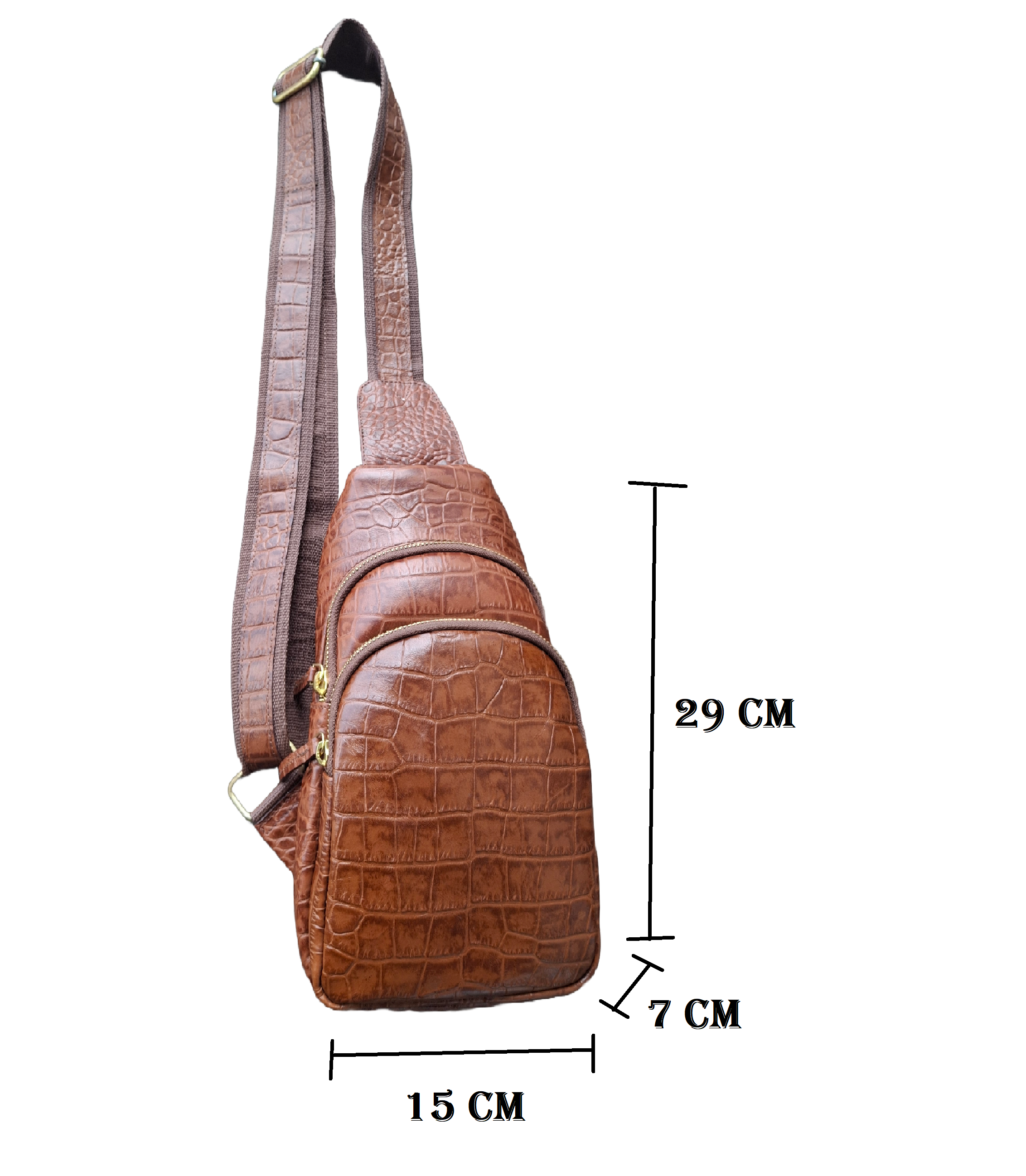 Croc Printed Leather Crossbody Bag, Handmade Crossbody Chest Bag
