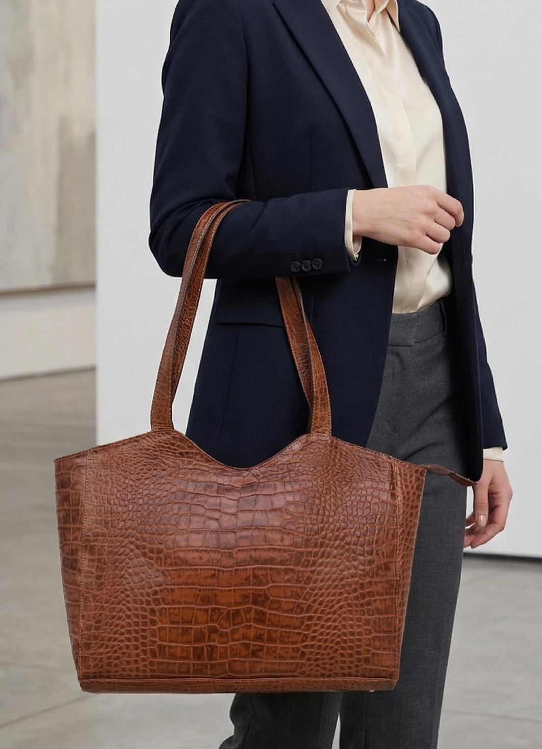 Genuine Leather Croc Handbag for Women- Gifts For women ,,Fashion Casual Leather Handbag