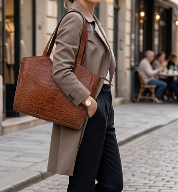 Genuine Leather Croc Handbag for Women- Gifts For women ,,Fashion Casual Leather Handbag
